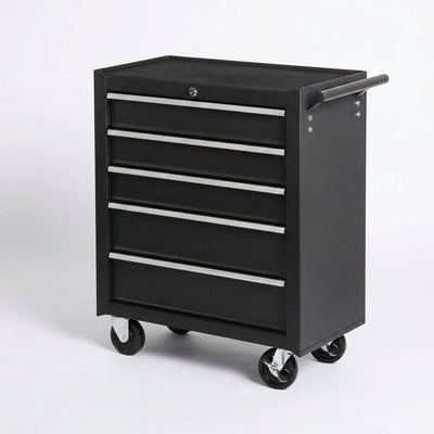 Rolling Tool Chest Built to Organize Your Workspace, 5 Steel Drawers, Cushioned Work Surface, Locking Wheels
