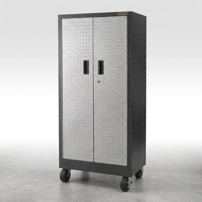 Steel Garage Cabinet Built to Last, Pre-Assembled, Heavy Duty Casters, Locking Doors, 30x65x18 Inches