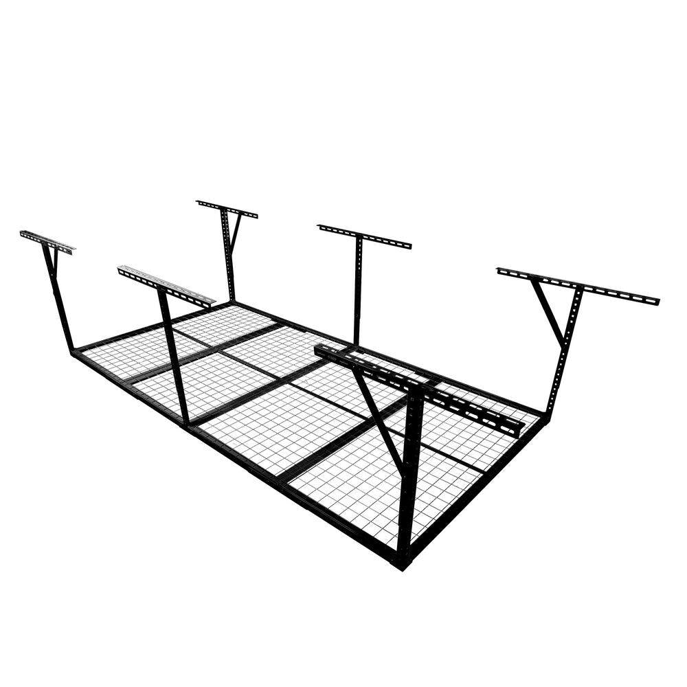 96 In. W X 40 In. H X 48 In. D Black Adjustable Height Heavy Duty Steel Overhead Garage Storage Rack