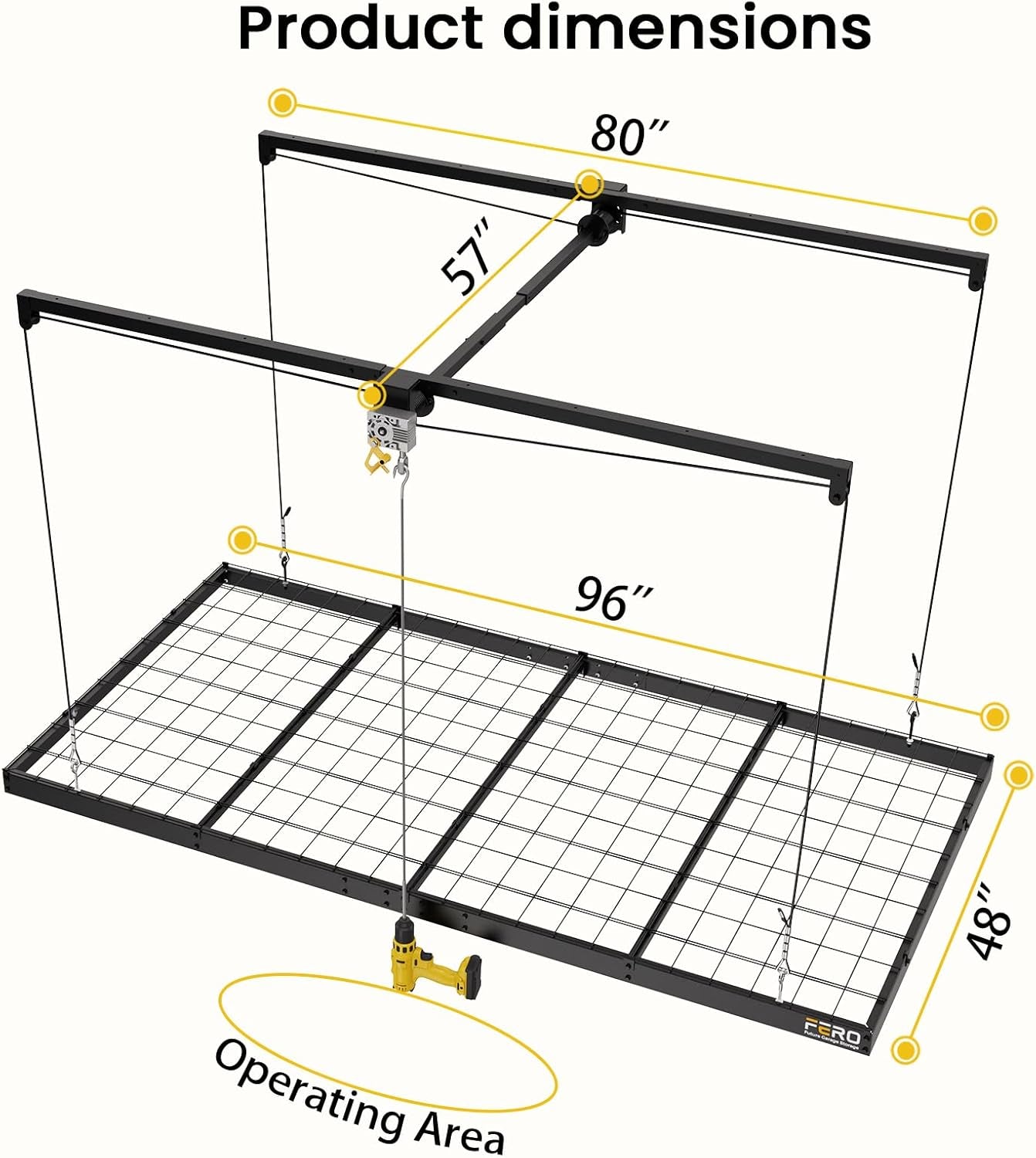 Overhead Garage Storage Rack 4X8, 500 Lb Heavy-Duty Capacity