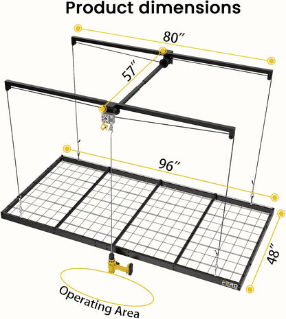 Overhead Garage Storage Rack 4X8, 500 Lb Heavy-Duty Capacity