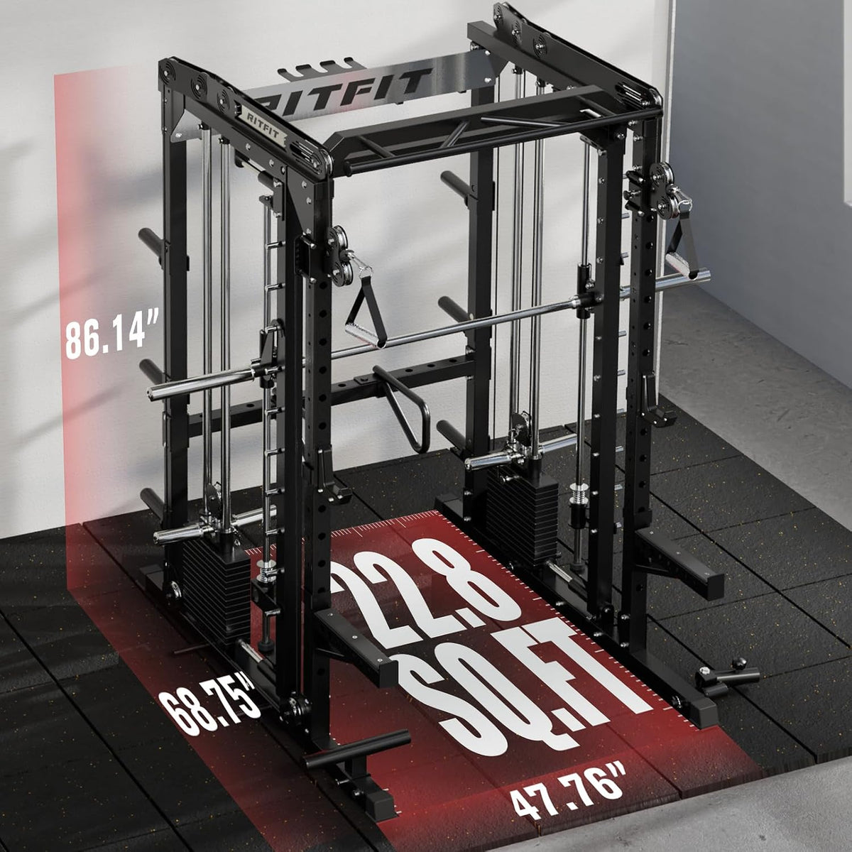 M2 3D Smith Machine with Steel Weight Stack, 60X60Mm Power Cage