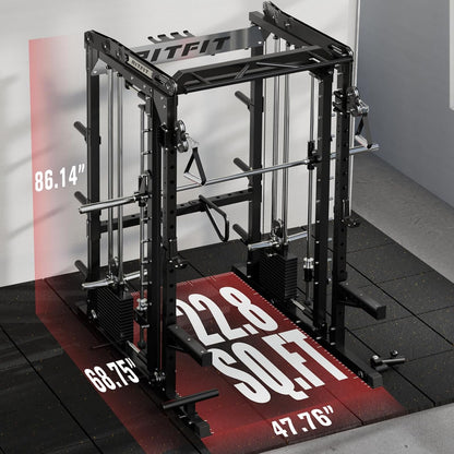 M2 3D Smith Machine with Steel Weight Stack, 60X60Mm Power Cage