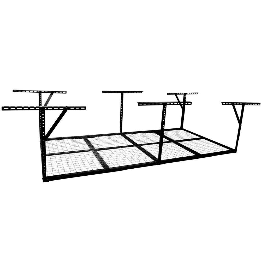 96 In. W X 40 In. H X 48 In. D Black Adjustable Height Heavy Duty Steel Overhead Garage Storage Rack