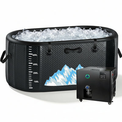 Cold Plunge Tub, 248 Gallon, 1 Horsepower, Heavy-Duty Ice Bath Tub for Athletes with Hot & Cold, Portable Inflatable Plunge Chiller with Water Treatment Kit, Immersion Therapy, Wifi (Black, 1 Set)
