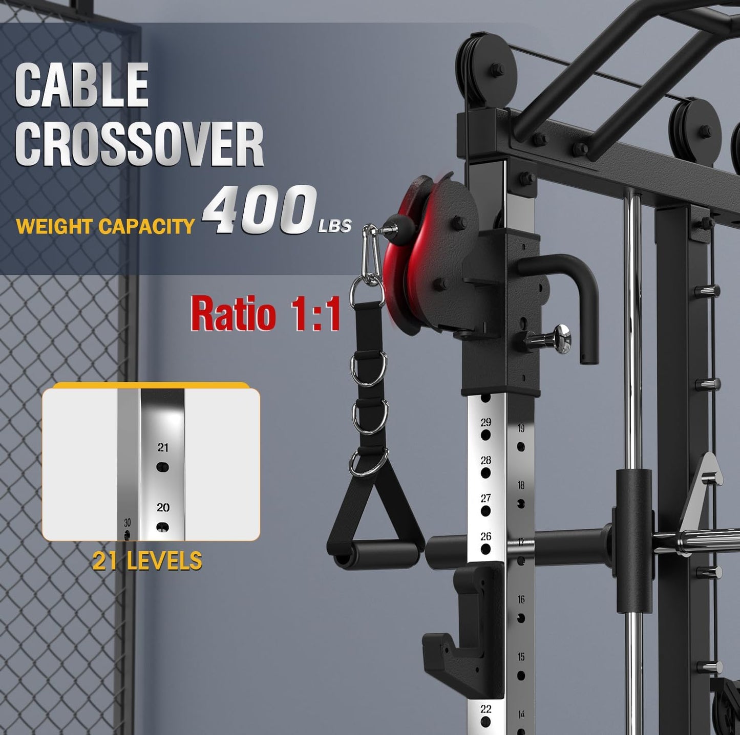 Smith Machine with Weight Stacks Home Gym System Dual Cable Crossover