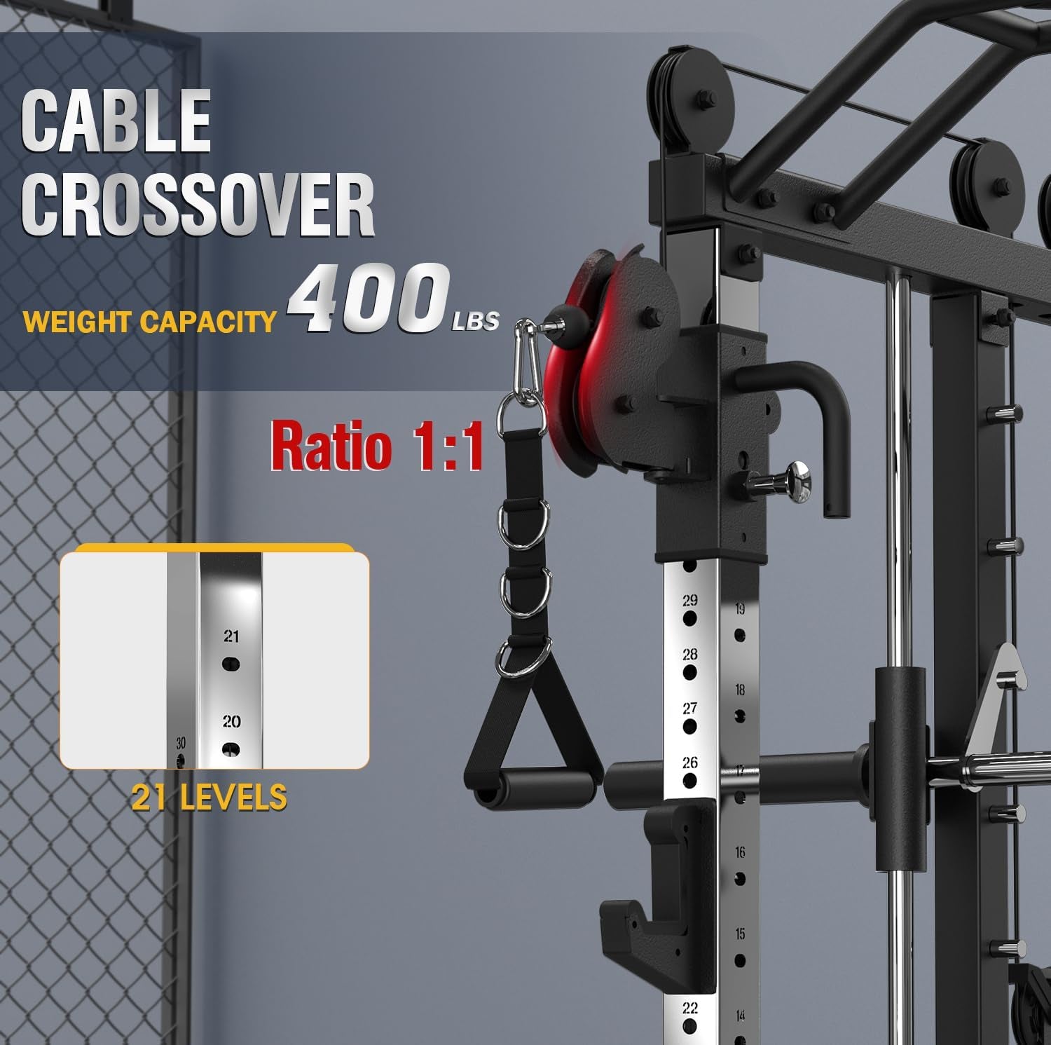 Smith Machine with Weight Stacks Home Gym System Dual Cable Crossover