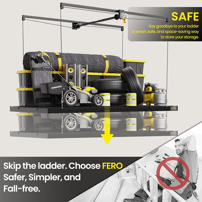 Overhead Garage Storage Rack 4X8, 500 Lb Heavy-Duty Capacity