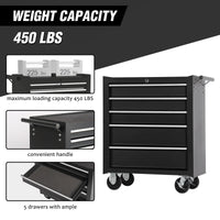 5-Drawer Rolling Tool Chest Tool Storage Cabinet with Wheels Tool Organizer Box