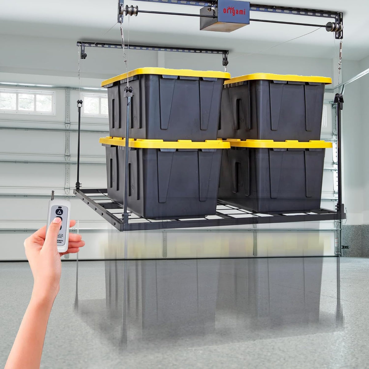 Motorized Garage Ceiling Storage Rack, 52 X 25 Inch, 250-Lb Lift