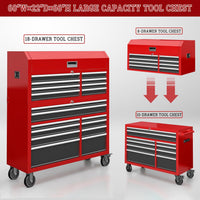 Tool Chest 18-Drawer | 66'' Large Rolling Tool Chest with Wheels | Detachable Top Metal Tool Box with Gas Struts | Lockable Rolling Tool Cabinet with Liners,Power Strip | Garage, Repair Shop, Workshop