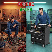5-Drawer Rolling Tool Chest Tool Storage Cabinet with Wheels Tool Organizer Box — Before & After