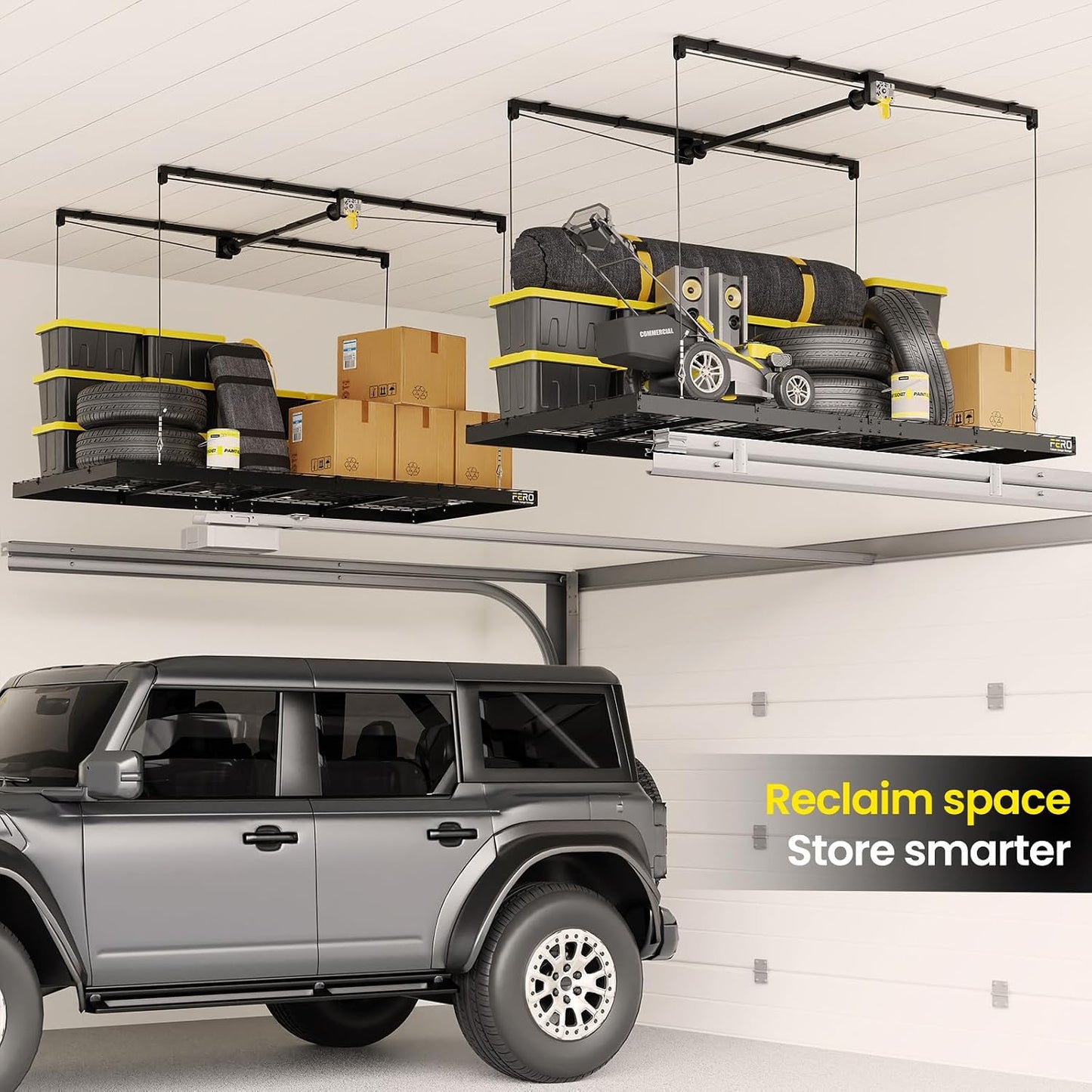 Overhead Garage Storage Rack 4X8, 500 Lb Heavy-Duty Capacity