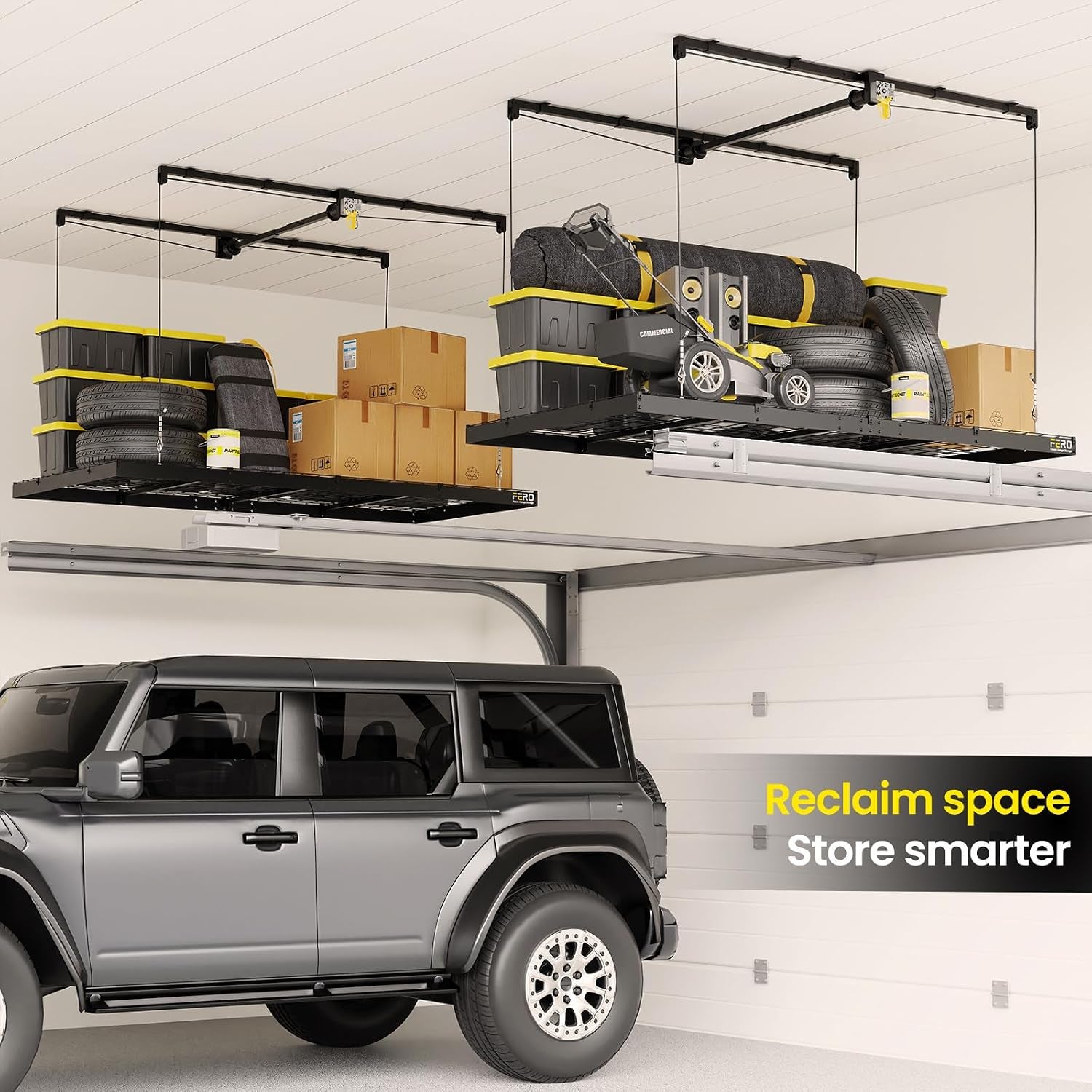 Overhead Garage Storage Rack 4X8, 500 Lb Heavy-Duty Capacity