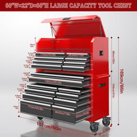 Tool Chest 18-Drawer | 66'' Large Rolling Tool Chest with Wheels | Detachable Top Metal Tool Box with Gas Struts | Lockable Rolling Tool Cabinet with Liners,Power Strip | Garage, Repair Shop, Workshop