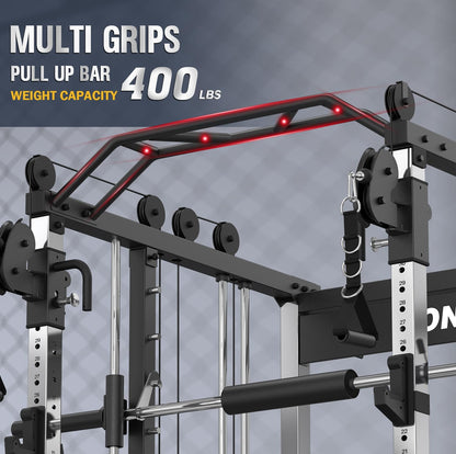 Smith Machine with Weight Stacks Home Gym System Dual Cable Crossover