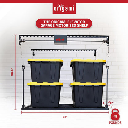Motorized Garage Ceiling Storage Rack, 52 X 25 Inch, 250-Lb Lift