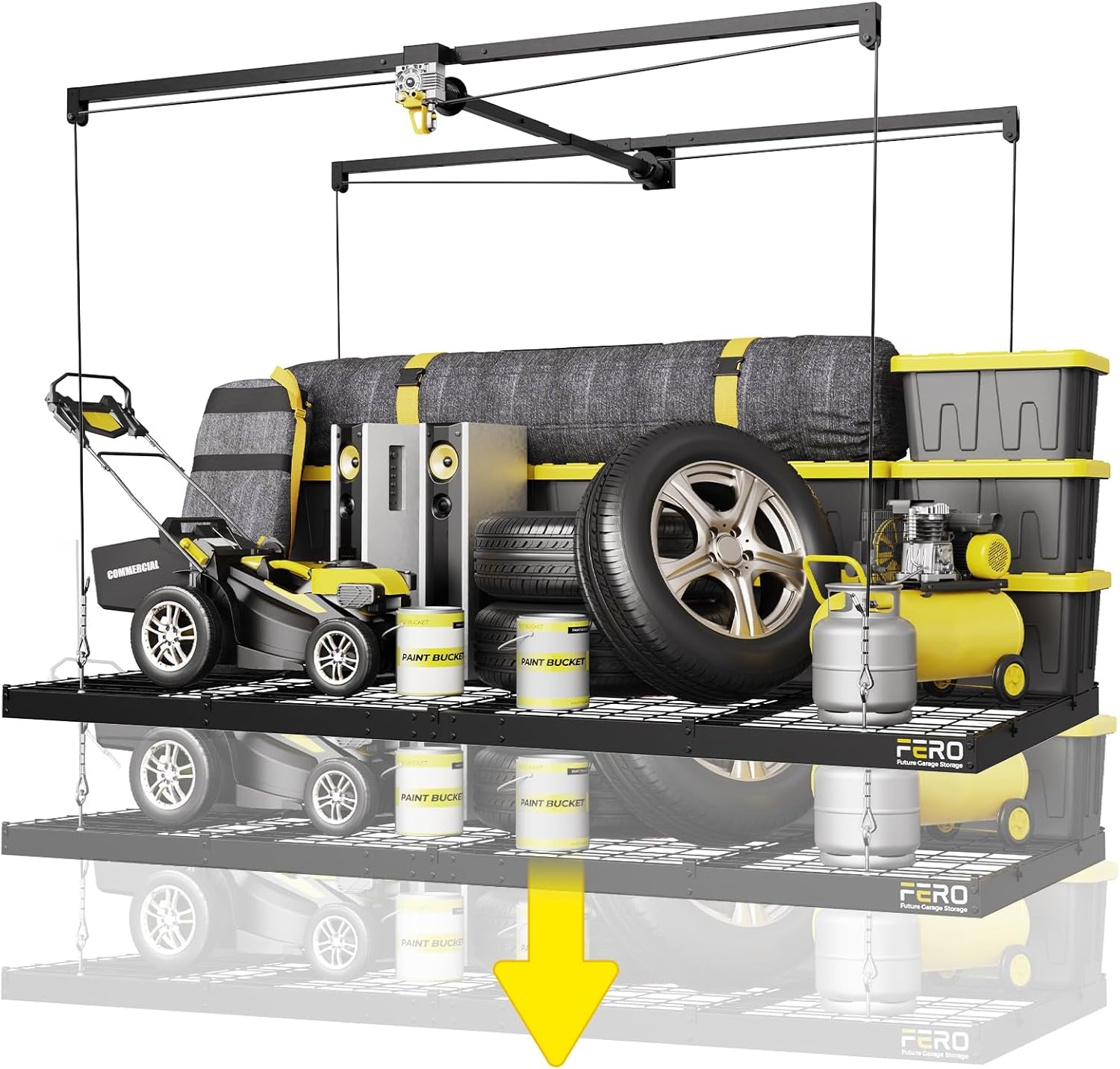 Overhead Garage Storage Rack 4X8, 500 Lb Heavy-Duty Capacity