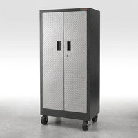 Premier Series Pre-Assembled Steel Freestanding Garage Cabinet in Silver with Casters (30 In. W X 65 In. H X 18 In. D) — Studio Shot