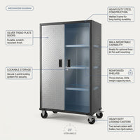 Premier Series Pre-Assembled Steel Freestanding Garage Cabinet in Silver with Casters (30 In. W X 65 In. H X 18 In. D) — How It Works
