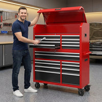 Tool Chest 18-Drawer | 66'' Large Rolling Tool Chest with Wheels | Detachable Top Metal Tool Box with Gas Struts | Lockable Rolling Tool Cabinet with Liners,Power Strip | Garage, Repair Shop, Workshop — Lifestyle