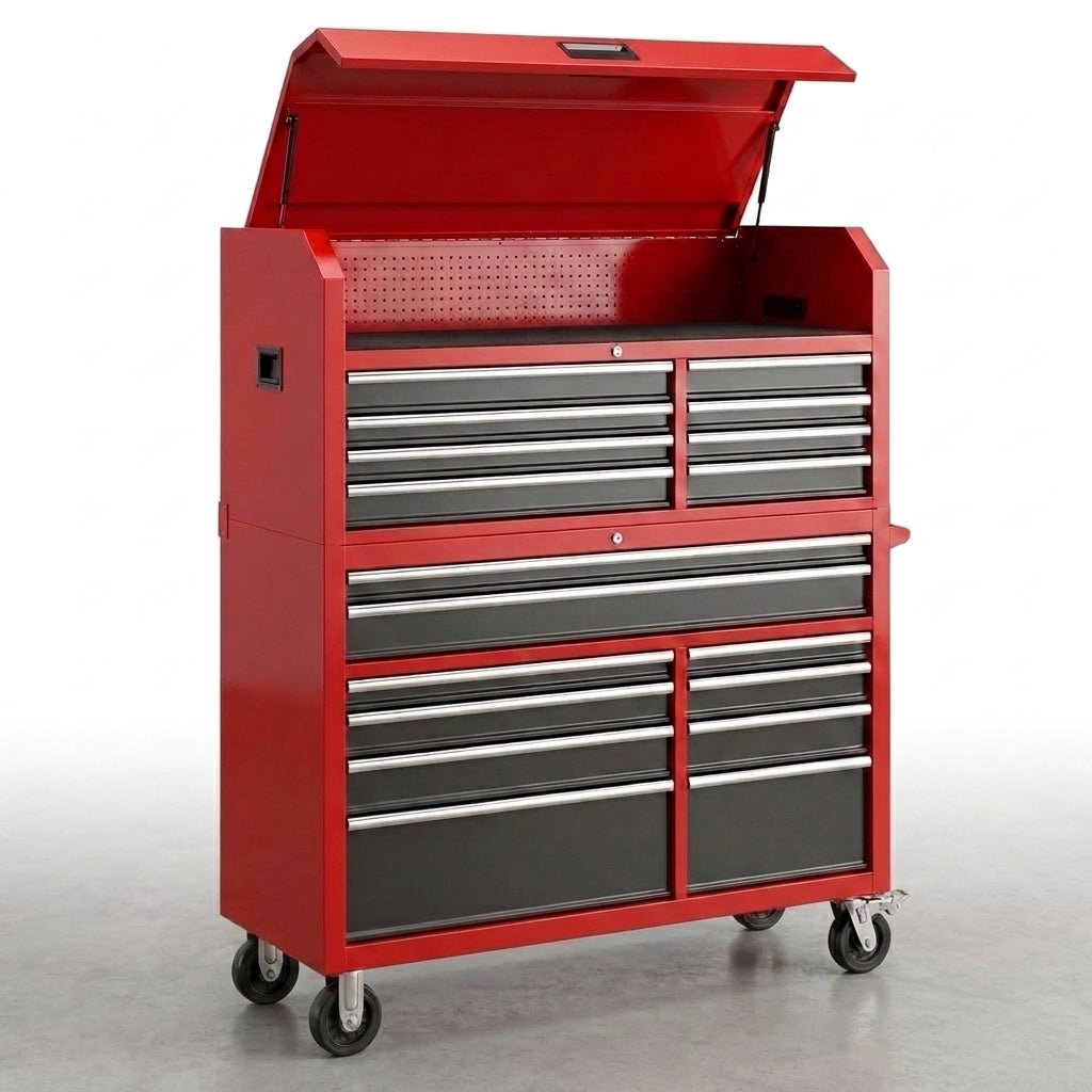 Tool Chest Built for Professional Organization, 18 Drawers, Cold-Rolled Steel, Detachable Top Box — Studio Shot