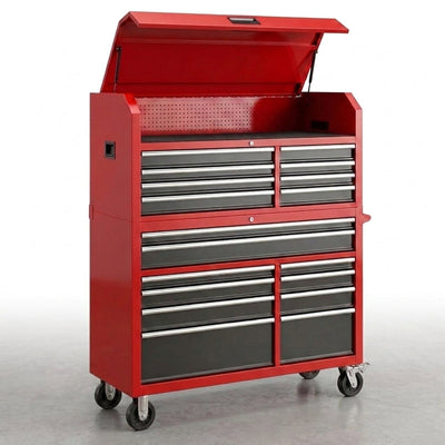 Tool Chest Built for Professional Organization, 18 Drawers, Cold-Rolled Steel, Detachable Top Box