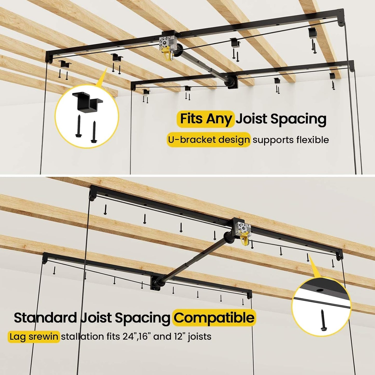 Overhead Garage Storage Rack 4X8, 500 Lb Heavy-Duty Capacity