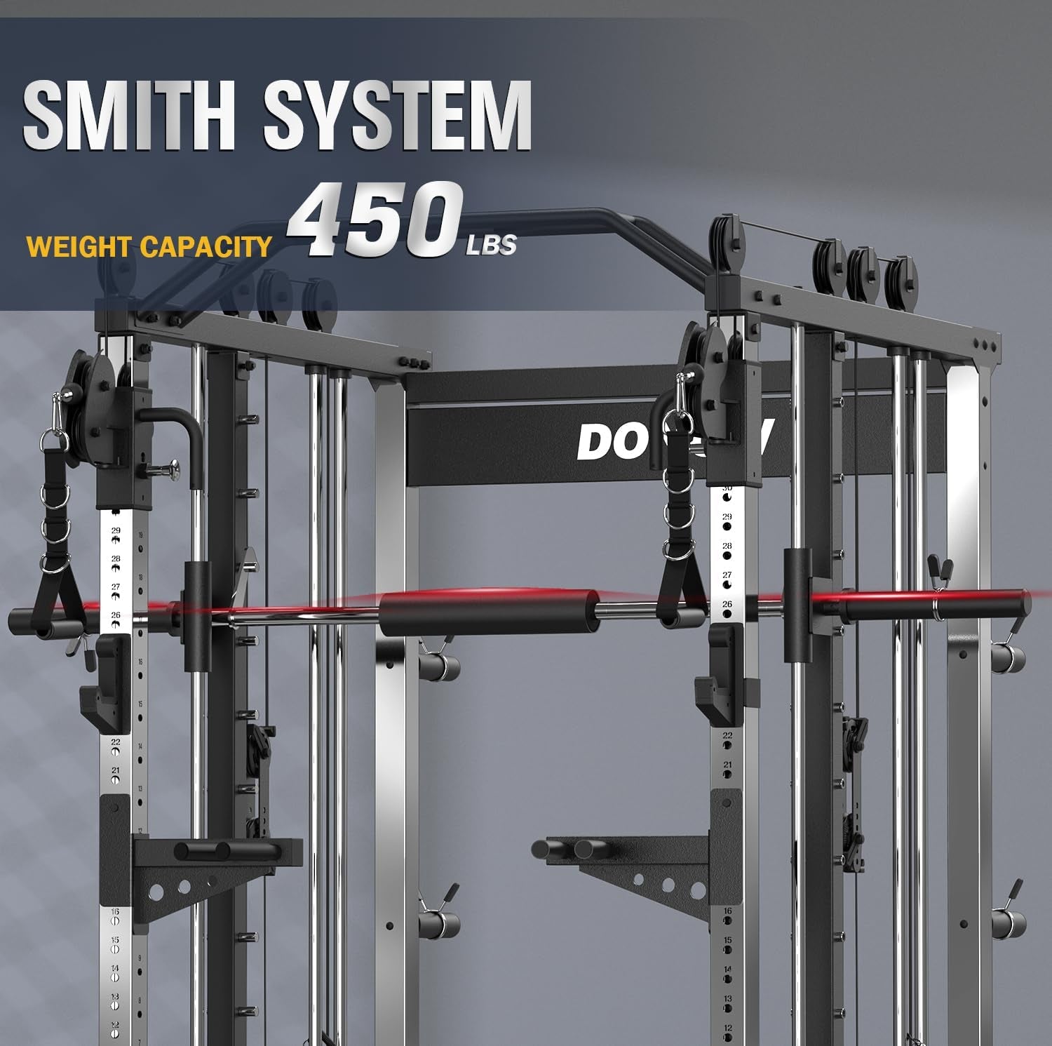 Smith Machine with Weight Stacks Home Gym System Dual Cable Crossover