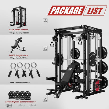 M2 3D Smith Machine with Steel Weight Stack, 60X60Mm Power Cage