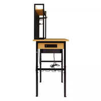 24 In. W Adjustable Workbench, Heavy Duty Wood Desktop Workbench with Wheels, Rolling Workbench with USB Outlet, Hooks
